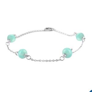 🗽Amazonite Station Bracelet in Rhodium Over Sterling Silver (7.50-9.0In)18.50ctw